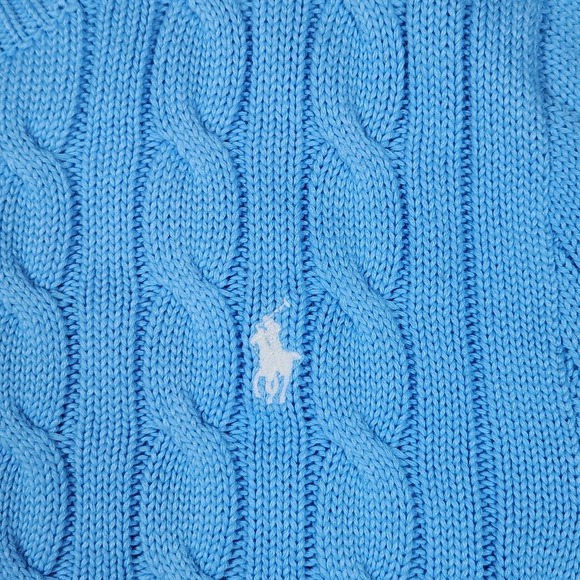 Polo Ralph Lauren Ariel Blue Cable Knit Button Cardigan Sweater XL $295 NWT - Picture 7 of 12